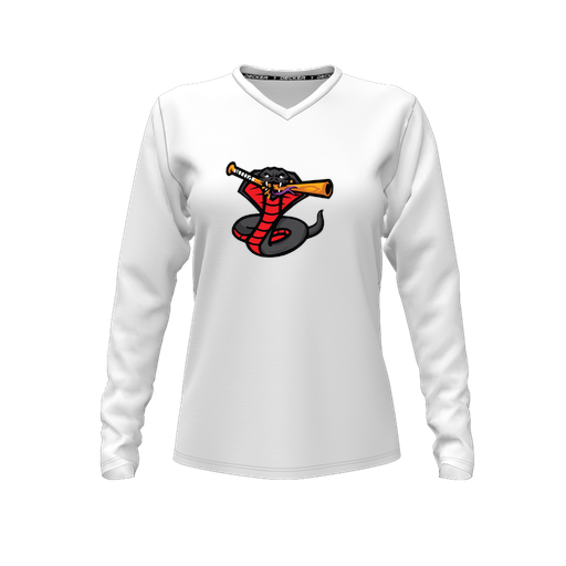 [CUS-DFW-TEES-CMF-VNK-LSL-WHT-FYXS-LOGO2] Decker Comfort T-Shirt (Female Youth XS, White, V Neck, Logo 2, Long Sleeve)