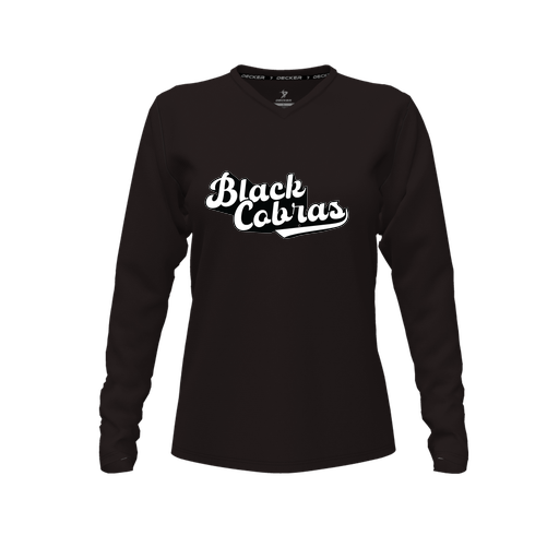 [FTLVCFBK-FYXS-LOGO3] Decker Comfort T-Shirt (Female Youth XS, Black, V Neck, Logo 3, Long Sleeve)