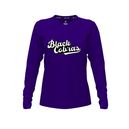 [CUS-DFW-TEES-CMF-VNK-LSL-PUR-FYXS-LOGO3] Decker Comfort T-Shirt (Female Youth XS, Purple, V Neck, Logo 3, Long Sleeve)
