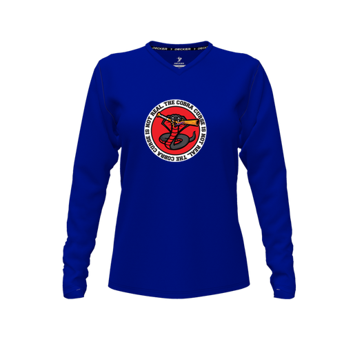 [FTLVPTRY-FYXS-LOGO1] Decker Performance T-Shirt (Female Youth XS, Royal, V Neck, Logo 1, Long Sleeve)