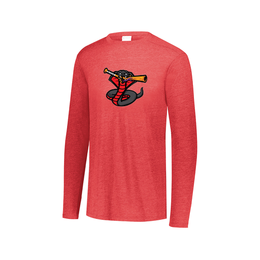 [3075.V96.XS-LOGO2] Decker Men's Tri-Blend T-Shirt - Long Sleeve (Adult XS, Red, Logo 2)